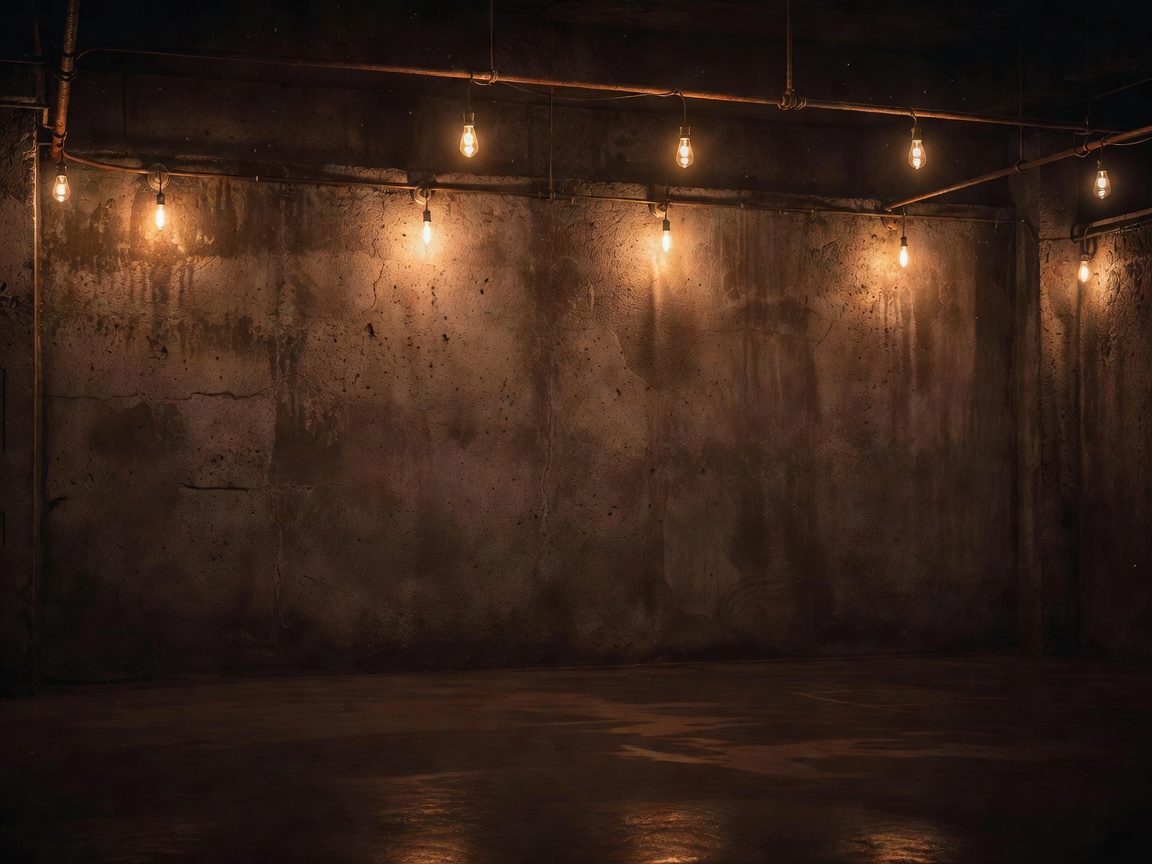 Berlin post-industrial club architecture concrete wall and low warm lighting